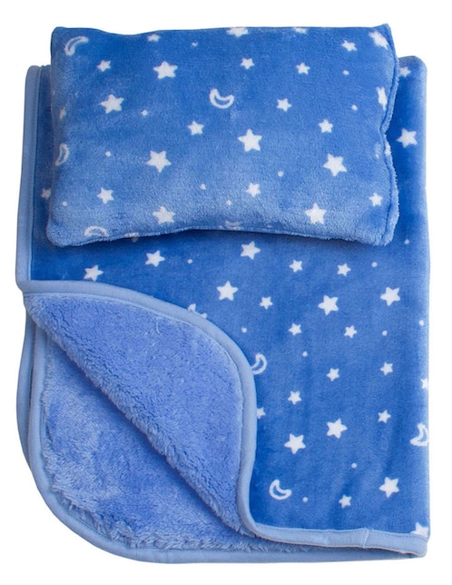 COBERTOR BABY MINK, AZUL BEBÉ ESTAMPADO