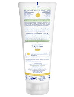 Loción corporal hidratante nutritiva con cold cream