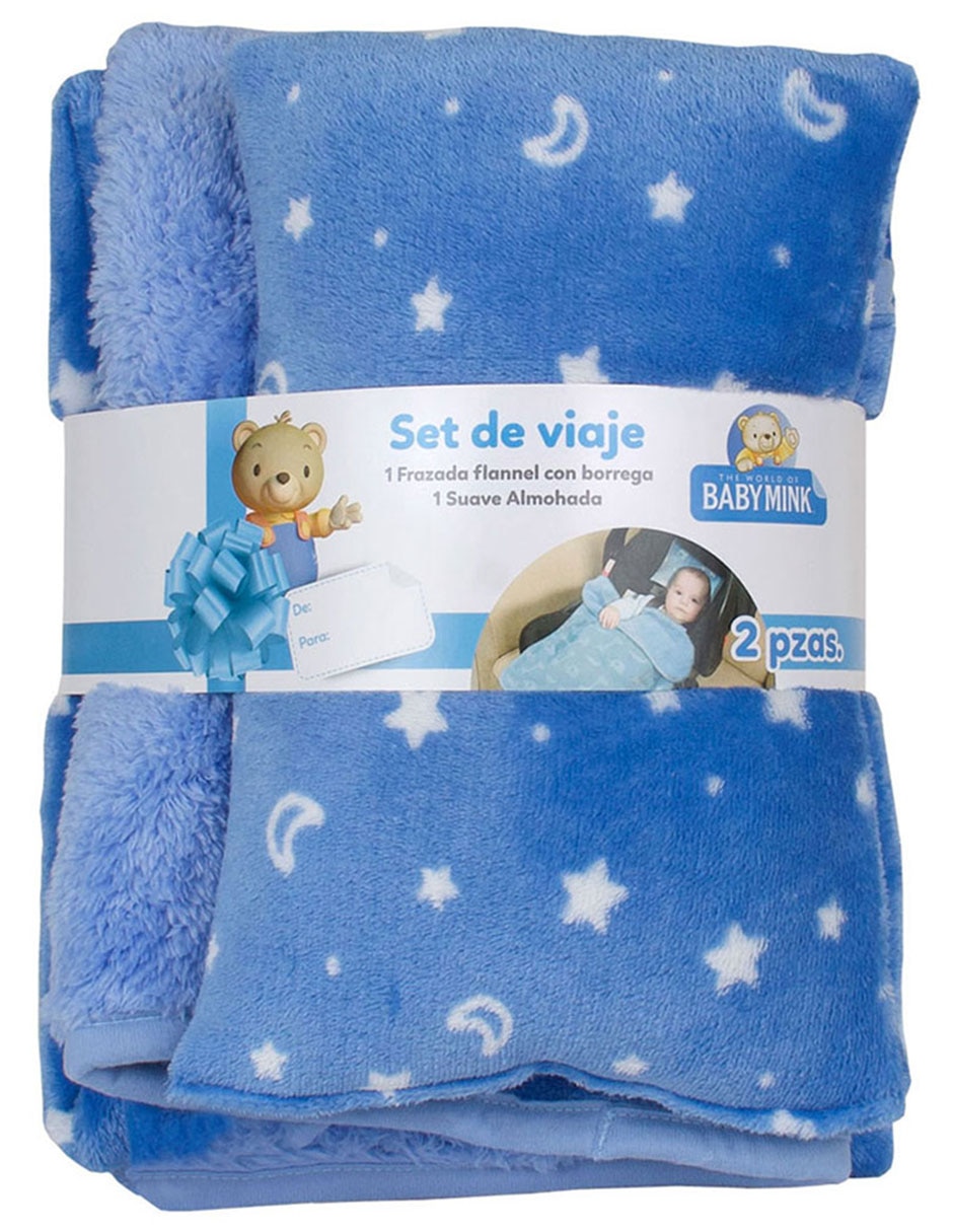 COBERTOR BABY MINK, AZUL BEBÉ ESTAMPADO